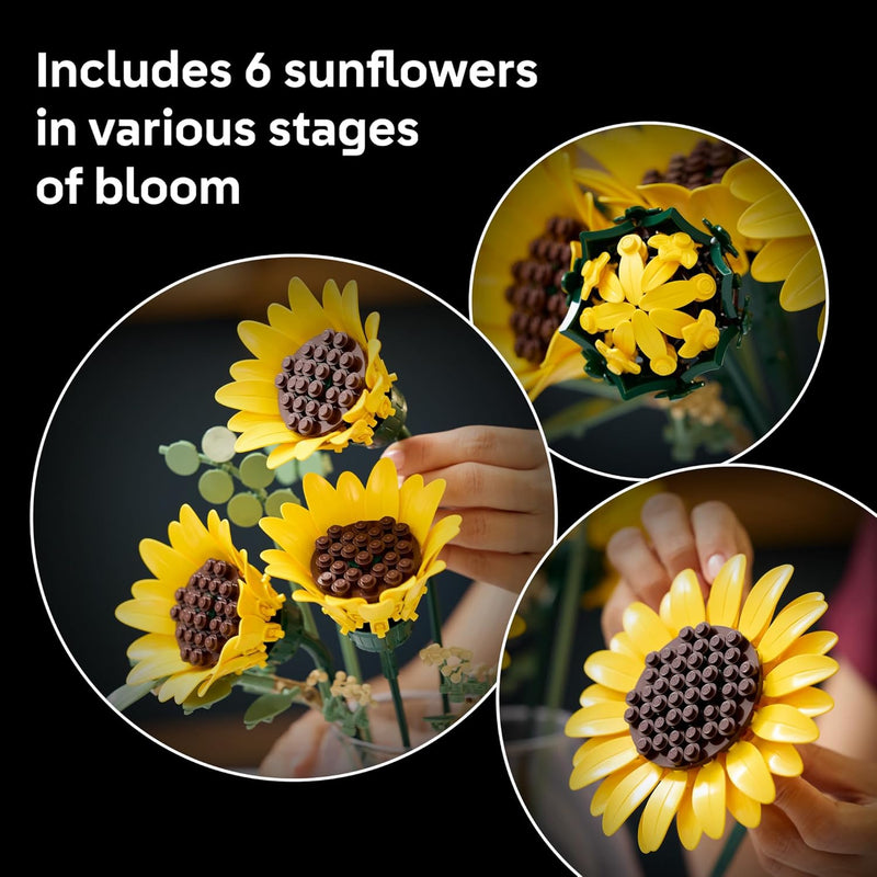 LEGO Botanicals 6-piece Sunflower Bouquet Set, Gifts for Adults, Ages 18+, Artificial Flowers Home Decor