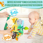 BBWOO Soft Baby Book Toy, Tummy Time Toy for Infant 0-6 Months, Touch and Feel Sensory Crinkle Book