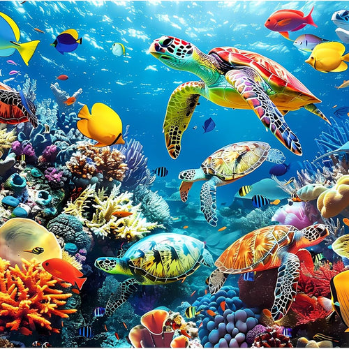 500 Piece Puzzle for Adults, Turtle Jigsaw Puzzles, Sea Animals Puzzles 500 Pieces, Birthday and Barious Holiday Party for Family Adult, Funny Puzzle for Adults, 20.5x15 in