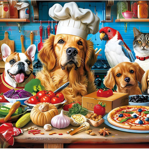 500 Piece Puzzles for Adults, Funny Puppy Animal Jigsaw Puzzles, Food Kitchen Jigsaw Puzzle, Animal Pet Lover Challenging Puzzles for Friends Family Activity Game Nights Gifts, 20.5×15 in