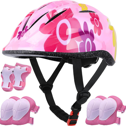 Lamsion Kids Adjustable Helmet with Protective Gear Set for Toddlers, Ages 3 to 8, Boys and Girls, Cycling, Skating, Scooter Helmet