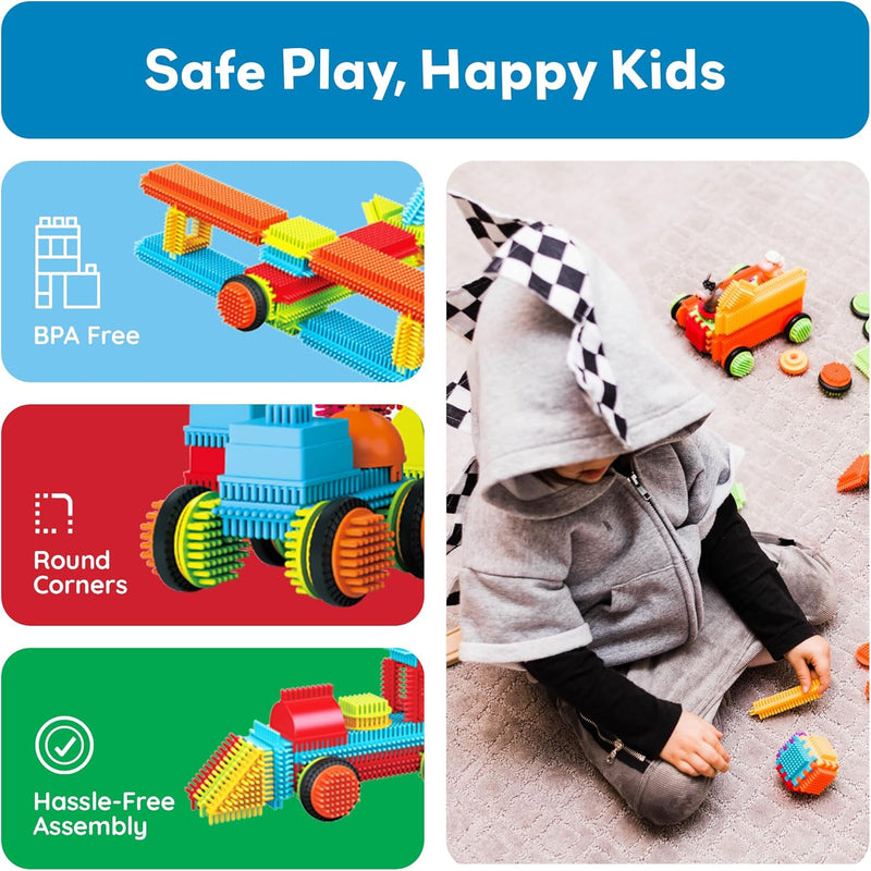 PicassoTiles 120pcs Hedgehog Interlocking Building Blocks for Preschool and Kindergarten
