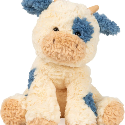 GUND Cozys Collection Cow, Stuffed Animal for Ages 0 and Up, Spring Decor Plush Toy, Cream/Blue, 10”