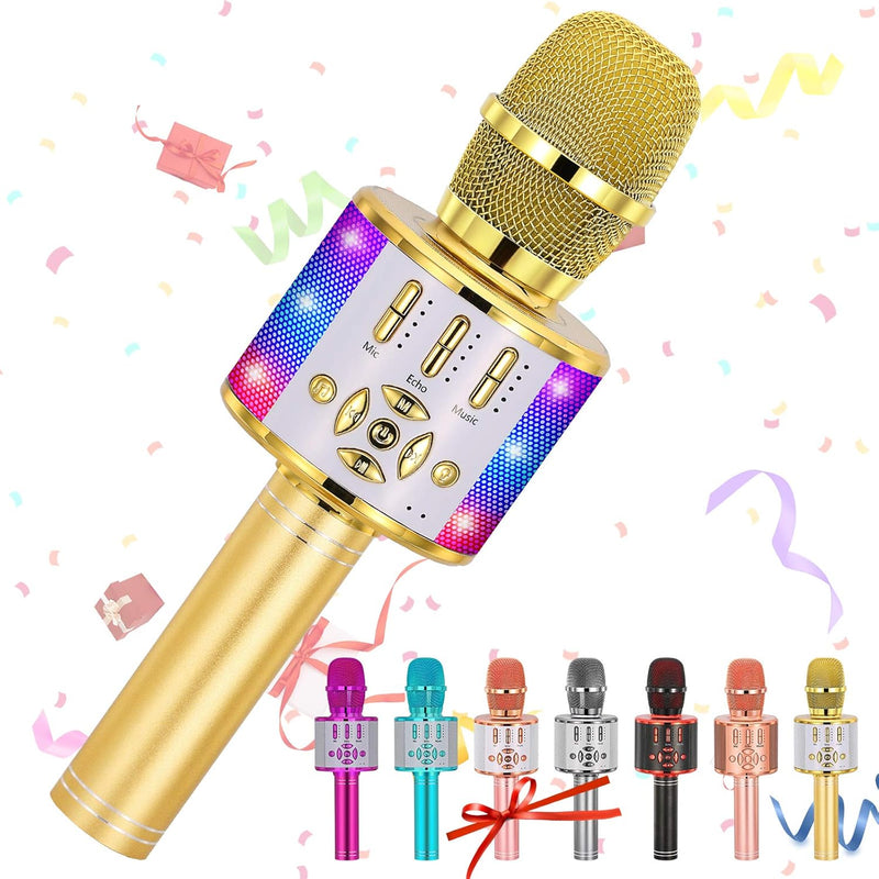 Amazmic Kids Karaoke Microphone Machine with LED Light, Bluetooth, for Girls and Boys Age 3-12