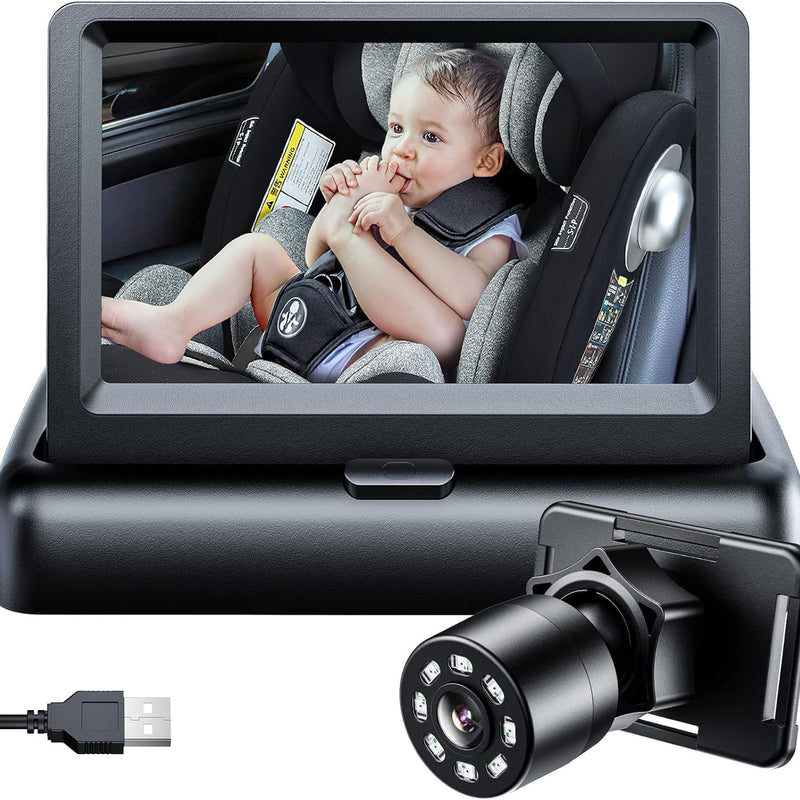 Itomoro Baby Car Camera, Easy Install, 1080p Clear View, Reliable Design | Night Vision with Rear-Facing Car Baby Monitor Built-in screen design 360° adjustable view car camera for baby
