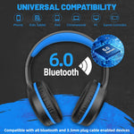 UKELALA U2B Active Noise Canceling Wired & Wireless Bluetooth 6.0 Headphones with Microphone, Foldable Lightweight Head Phones with Volume Control‌ for Kids Adult School Black Blue