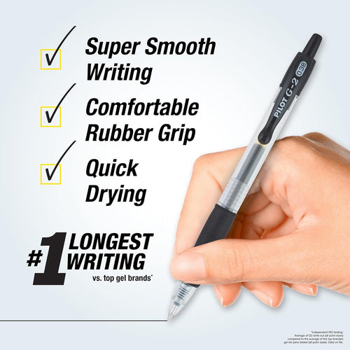 PILOT G2 Premium Refillable and Retractable Rolling Ball Gel Pens, Ultra Fine Point, Black Ink, 12-Pack (31277)