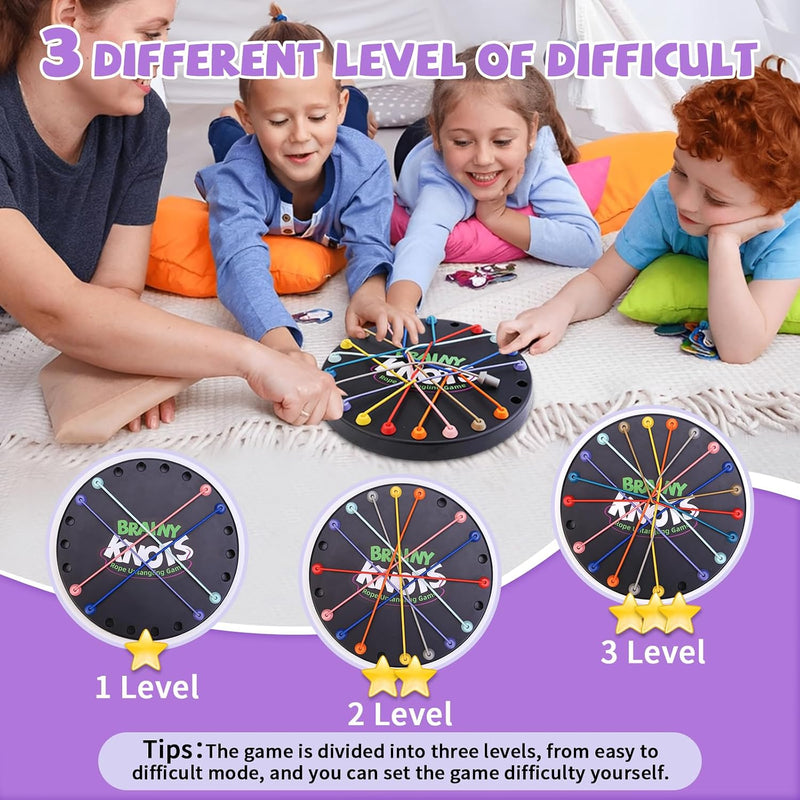 Brainy Knots Rope Untangling Game, 10Pcs Twisted Rope Puzzle Game,Strategy Untangling Challenge Puzzle, String Solution Central Lacing Travel Toys for Adults Kids(Black)