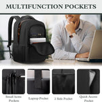 Travel Laptop Backpack 17 Inch, Sturdy Professional Travel Backpack for Men Women with LifetimeWarranty, Airline Approved Big Large Business Work College Computer Backpack, Black