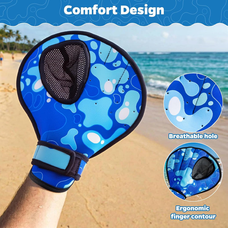 Ayeboovi Water Baseball Gloves Bouncing Ball Set, Toys for Pool Beach Lake | 2 Baseball Style Glove for Catch Skipping Ball, Games for Kids Age 8-12, Adult, Teen, Family, Birthday Gift for Boys Girls
