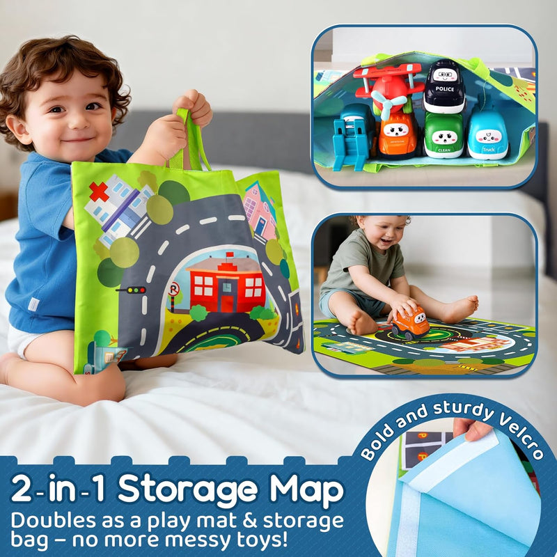 Big Cartoon Truck Car Toys for 1 Year Old Boys with Playmat/Storage Bag