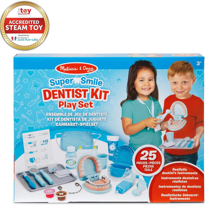 Melissa & Doug 25-Piece Dentist Kit, Oversized Teeth & Tools for Kids' Pretend Play, Ages 3+, Educational Toys for Girls & Boys
