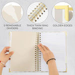 Aesthetic Thick Spiral Notebook With Tabs - Premium Journal For Women Size B5 - College Ruled Note Book With 300 Lined Pages and Dividers - Perfect For Writing And Staying Organized at Work or School