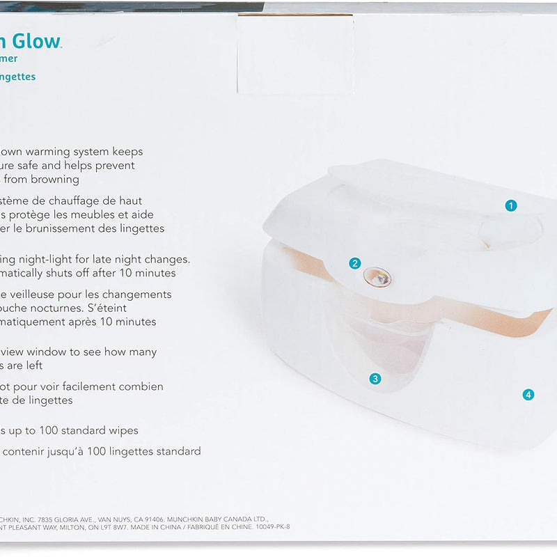 Munchkin Warm Glow Baby Wipe Warmer with Nightlight, White