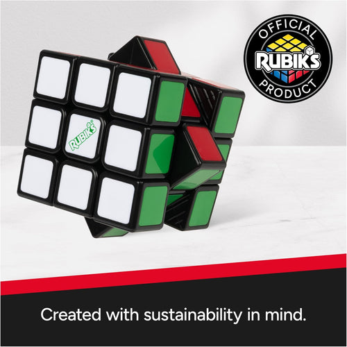 Rubik's Re-Cube 3x3 Cube Made with 100% Recycled Plastic, Color-Matching Puzzle for Ages 8 & Up