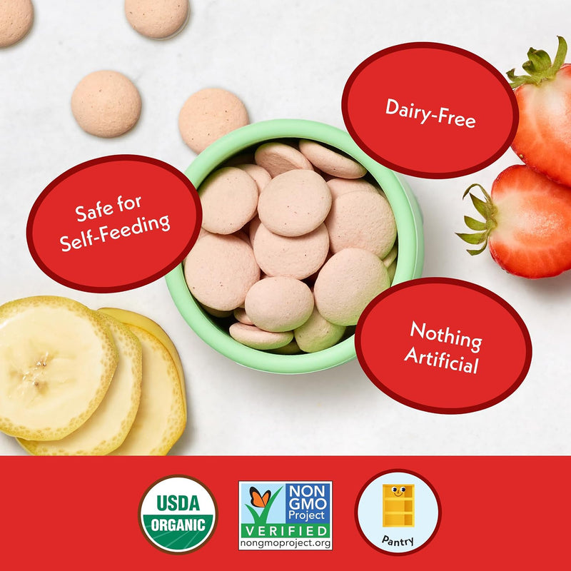 Once Upon A Farm Organic Coconut Melts with Probiotics, Strawberry Banana, Dairy Free, Non GMO, Kosher, 1 Ounces (Pack of 8) | Once Upon A Farm Organic Coconut Melts with Probiotics, Strawberry Banana, Dairy Free, Non GMO, Kosher, 1 Ounces, 8 Pack