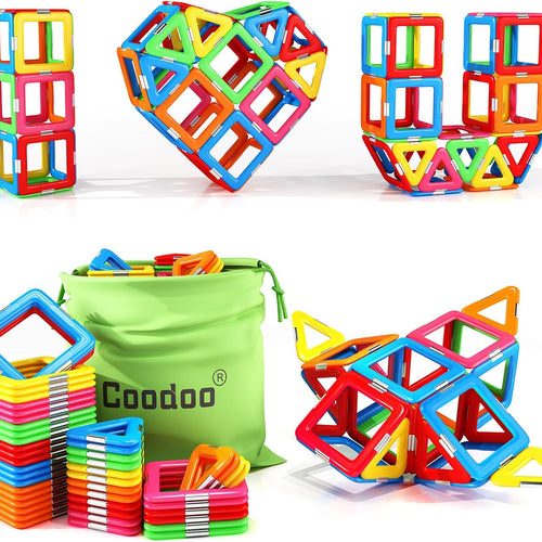 Coodoo Upgraded Magnetic Blocks for Learning STEM Toys Compatible with Major Brands Building Blocks