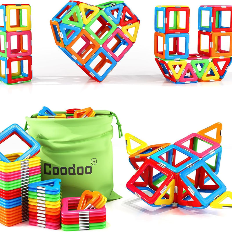 Coodoo Upgraded Magnetic Blocks for Learning STEM Toys Compatible with Major Brands Building Blocks