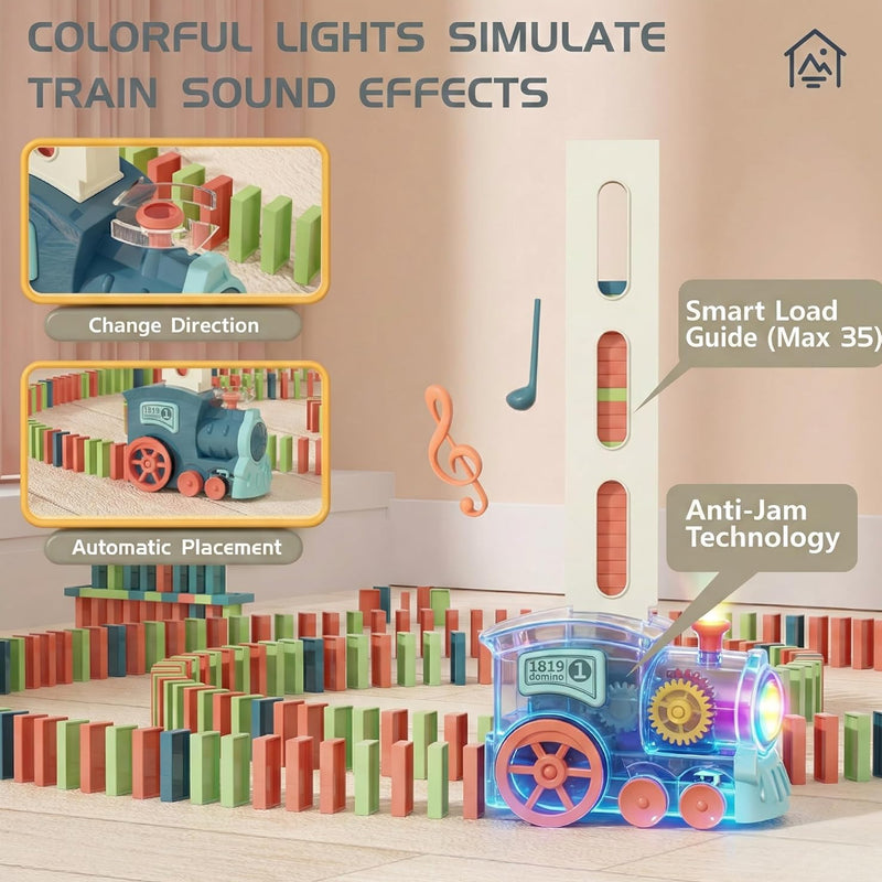prephy domino train toys kids games - automatic stacking creative game for 3-6 year old boys and girls.