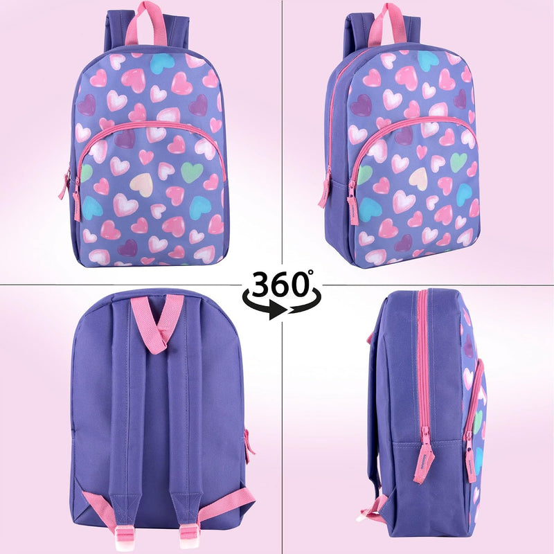 Trail maker 15 Inch Kids Backpacks for Boys & Girls | Preschool, Kindergarten, Elementary School Backpacks with Adjustable, Padded Straps (Happy Hearts)