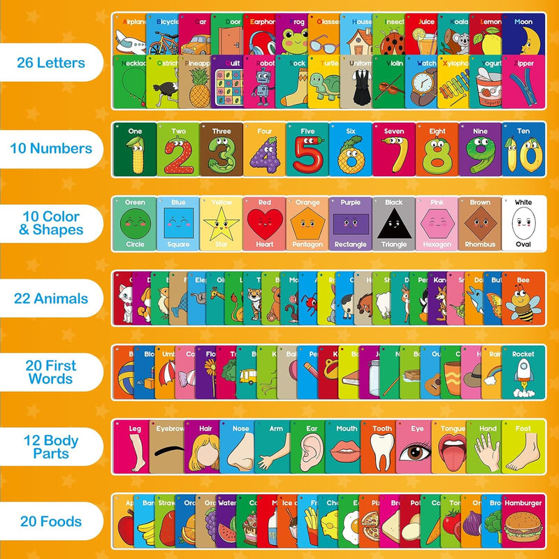 Torlam Toddler Flash Cards, Learning Alphabet, Numbers, Shapes, Colors, Animals, and More