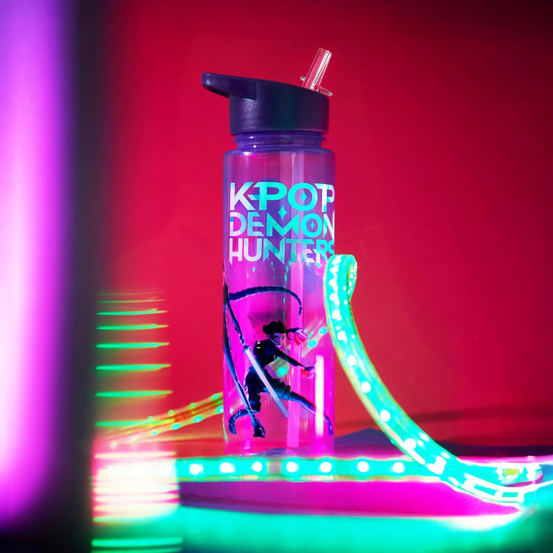 KPop Demon Hunters Officially Licensed Huntrix Water Bottle for Girls, 25oz Leak Proof with Straw Lid, Gifts for Girls