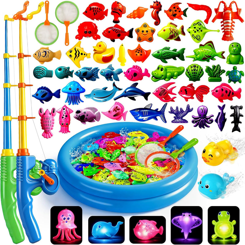 CozyBomB Magnetic Fishing Toys Game Set for Kids, Water Table Bathtub Kiddie Pool Party
