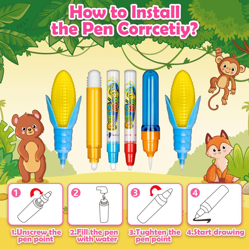 Water Doodle Mat, Kids Drawing Toys for 3 4 5 Year Old Boys Girls Gifts | Reusale Princess Color Mat, Mess-Free Coloring, Educational Doodle Toy, Toddlers Birthday Gifts for Age 3 4 5 6 7 8 Year Old
