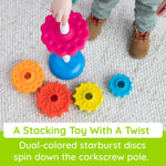 Fat Brain Toys SpinAgain, Baby Stacking & Spinning Toys for Toddlers Ages 1+ | Spinning gears stacker. Reversible base. Tactile, developmental learning for babies, toddlers, preschoolers, ages 12 months+