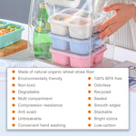 TOUWMX Bento Box For Kids, 4 Pack 3 Compartments Meal Prep Containers Reusable Lunch Containers, Food Storage Containers With Lids, Stackable Snack Boxes for School, Work, and Travel
