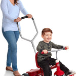 Radio Flyer Deluxe Steer & Stroll Trike, Red, for Kids 2-5, 2-in-1 Parent Steer Tricycle