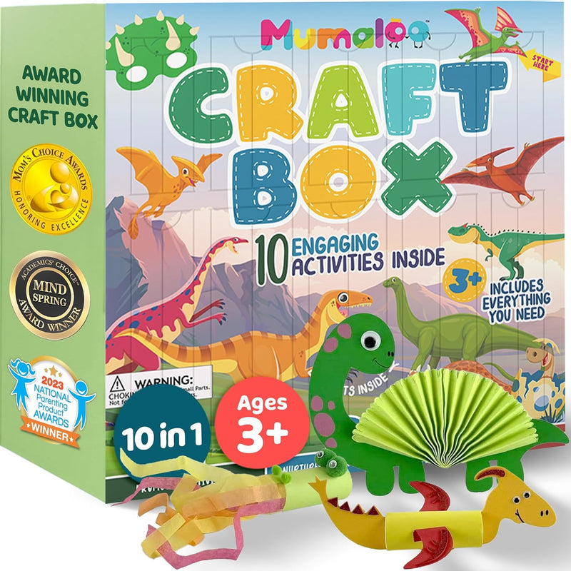 Mumaloo Arts and Crafts Kit for Kids – 10 Projects Ages 4–8 | No-mess craft box for girls & boys | Preschool homeschool art supplies | Educational gift | 3 4 5 6 7 8 year old toddler