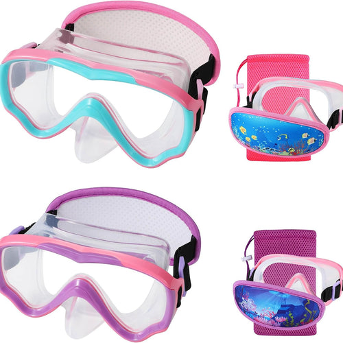 Swim Goggles Kids 6-14, Diving Mask No Tangle Strap，Water Goggles Nose Cover for JR / Youth