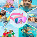 Kids Swim Goggles with Fabric Strap for Kids 3-15, Leak Proof Swimming Goggles Nose Cover 180° Clear View