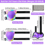 Fioday Kids Knee Pads Set with Adjustable Elbow Pads and Wrist Guard for Roller Skates Cycling Skateboard, 3-8 Years, Rainbow Unicorn