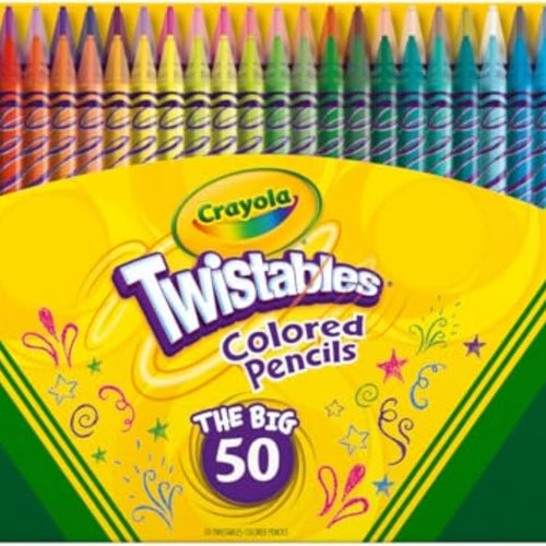 Crayola Twistables Colored Pencil Set (50ct), Cool Back to School Supplies for Kids, No Sharpen Colored Pencils for Girls & Boys, 4+ [Amazon Exclusive]