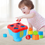 iPlay, iLearn Baby Stacking Cup Toy, Toddler Stackable Block w/Shape Sorter | Infant Stackable Cups Montessori Learing Nesting Sorting Game, Kids Bath Toy Birthday Gift 12 18Month 1 2 3 Year Old Boy Girl