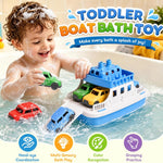 Ferry Bath Toy with Mini Cars, Floating Toy Boat & Slide-Out Ramp Water Play Set for Bath, Pool & Beach, Ages 3+