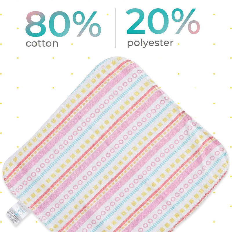Spasilk Washcloths for Newborn Boys and Girls, Soft Terry Baby Washcloths, Baby Essentials, Ideal, Pink Lines, Pack of 10