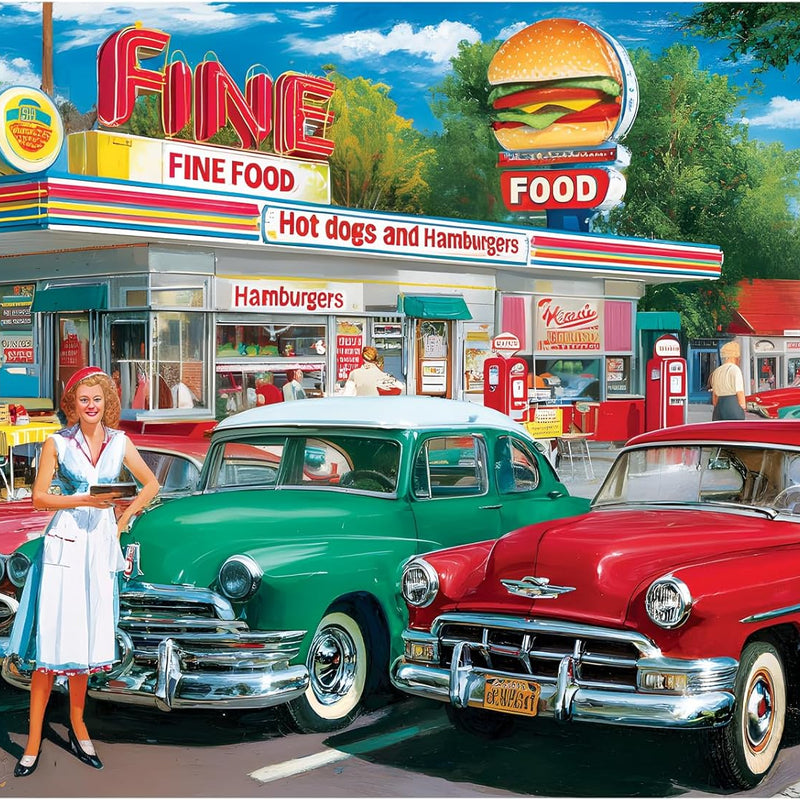 500 piece retro style jigsaw puzzles for adults, perfect for car and food station enthusiasts