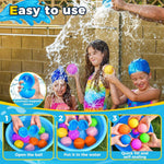 12PCS Reusable Water Balloons - Quick Fill Water Balls Toys For Toddler Age 4-8 - Refillable Self-Sealing Water Splash Bomb For Summer Party Pool Outdoor Beach Toys for kids Age 8-12
