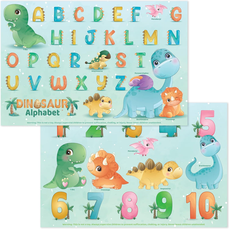 Bright Seed Disposable Placemats for Baby & Toddlers, Learning Mat- Animal1 | 40 Disposable Placemats, ABC, Numbers & Animal Learning, Perfect for Restaurants & Travel, Helps Keep Tables Clean