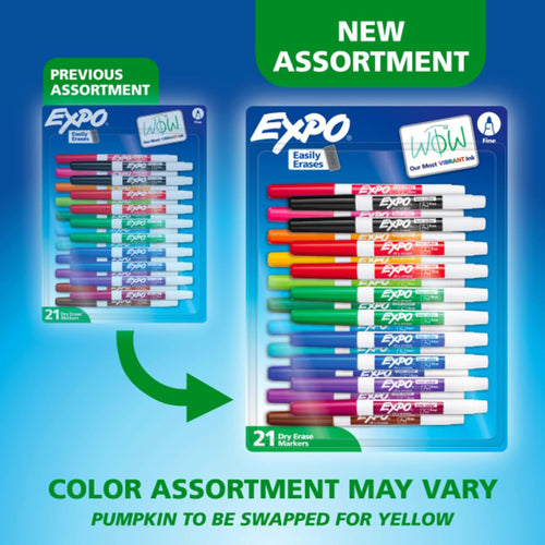 EXPO Dry Erase Markers, Low Odor Ink, Assorted Colors, Fine Tip, 21 Count - Whiteboard, Essential Supplies for Office, School, Classroom, Teachers
