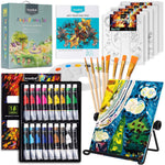 koseibal Acrylic Paint Set for Kids & Adults, Art Supplies Kit with Canvas | Acrylic Painting Supplies Kit Features 18 Vibrant Colors, 5 Canvas panels, 8 Art brushes, Drawing Pad
