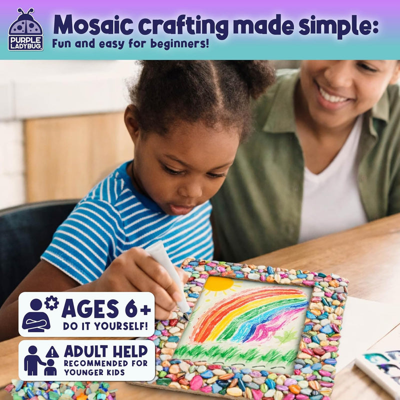 Mother of Pearl DIY Mosaic Photo Frame Craft Kit for Girls Ages 8-12 | Make-your-own Activity, Summer Projects, Tween Gift, 9 Year Old Birthday Present, Creative STEAM Activity