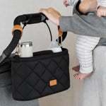 Beautiful Stroller Caddy Organizer With 2 Cup Holders - Zipper Pocket Bag | Luxury Stroller Bag with Universal Fit and Leather Straps - Spacious Accessories Perfectly Fits Doona, Nuna and Uppababy