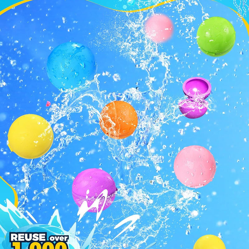 Reusable Water Balloons 12PCS - Summer Water Toys for Pool Beach & Outdoor, Self-Sealing Refillable Water Bombs for Kids Ages 3-14, Magnetic Splash Balls for Kids Fun Games & Activities