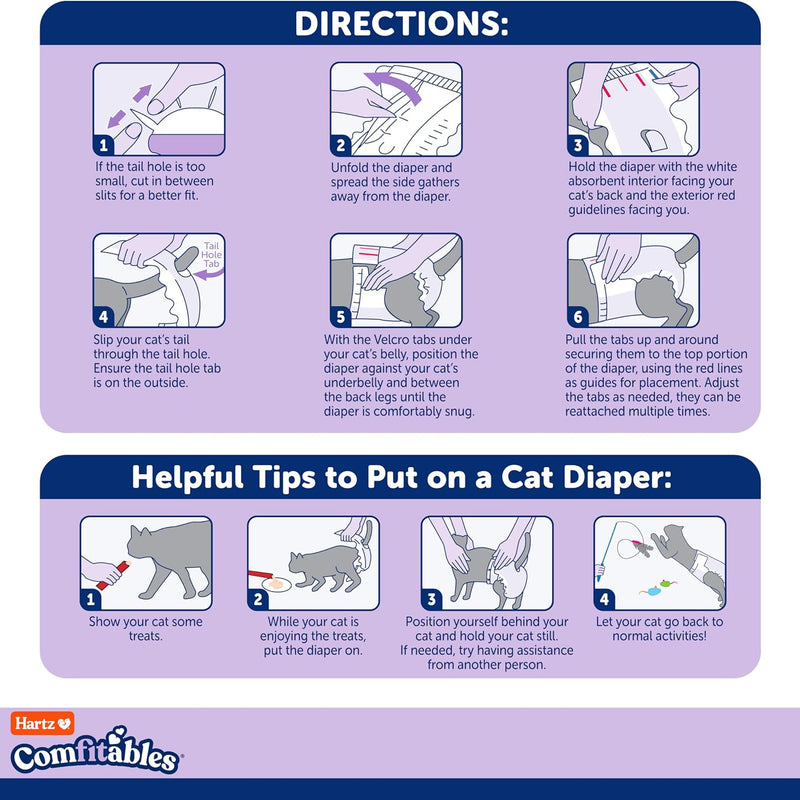 Hartz Comfitables Cat Diapers, Size L 12 Count, Comfortable & Secure Fit, Easy to Put On
