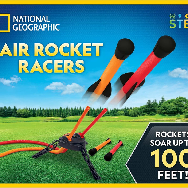 National Geographic Air Rocket Toy – LED Rocket Launcher for Kids with LED Lights and Foam Tipped Rockets