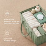 Blissful Diary Baby Diaper Caddy Organizer, Stylish Storage Basket for Newborn Essentials and Diaper Station, Gift for Baby Shower and Registry Must-Have, Sage Green